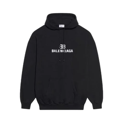 Bb Pixel Fleece Drawstring hooded Long Sleeves Hoodie Black