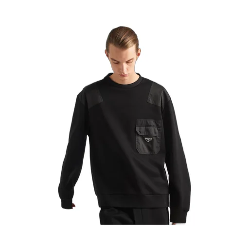 Cotton sweatshirt with Re-Nylon details