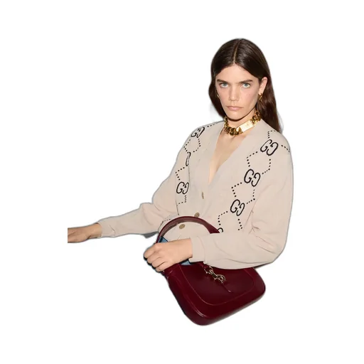 Cotton cardigan with GG intarsia