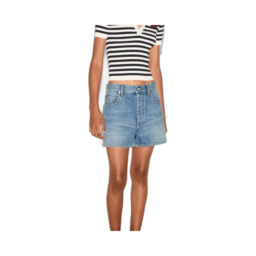 Regular denim shorts with Horsebit