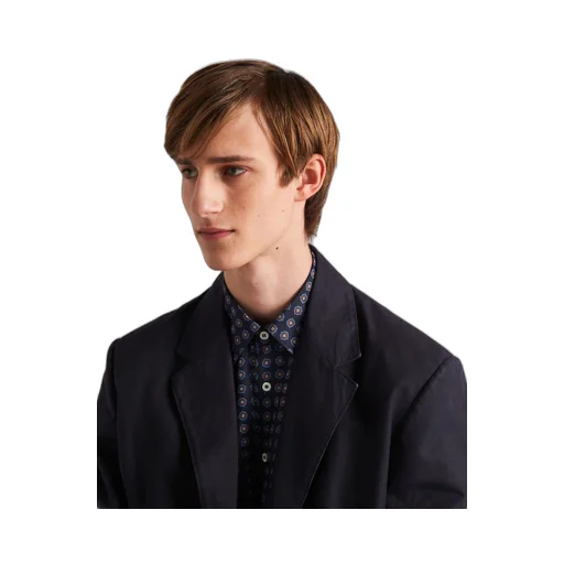 Technical cotton single-breasted jacket