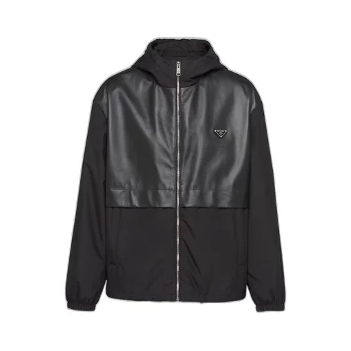 Silk and leather blouson jacket