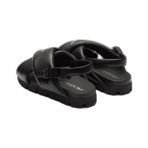 Padded nappa leather crisscross sandals