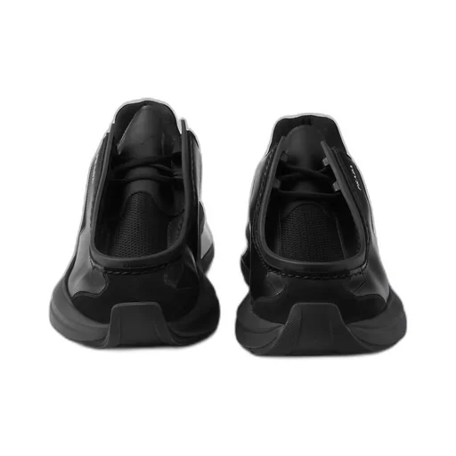 Systeme brushed leather sneakers with bike fabric and suede elements