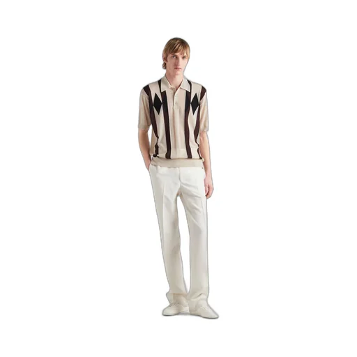 Argyle knit cashmere polo shirt