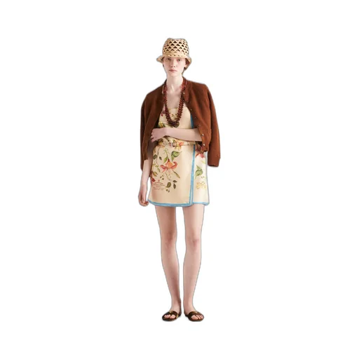 Printed silk twill mini-dress