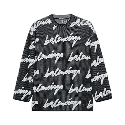3D Scribble Crewneck Cotton Knit