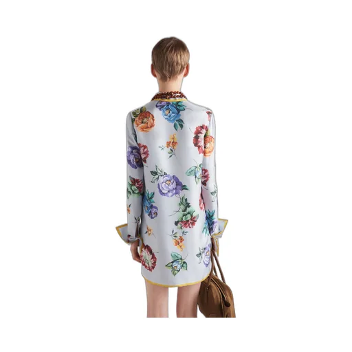 Printed silk twill mini-dress