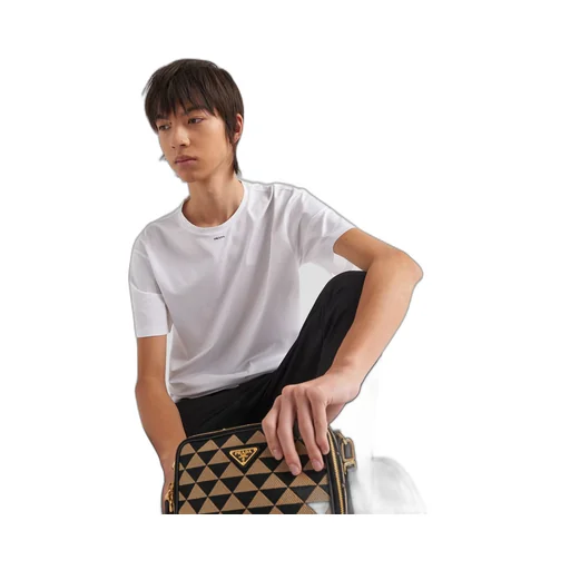 Stretch cotton T-shirt with logo