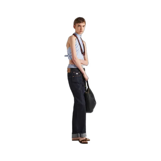 Checked cotton halter top