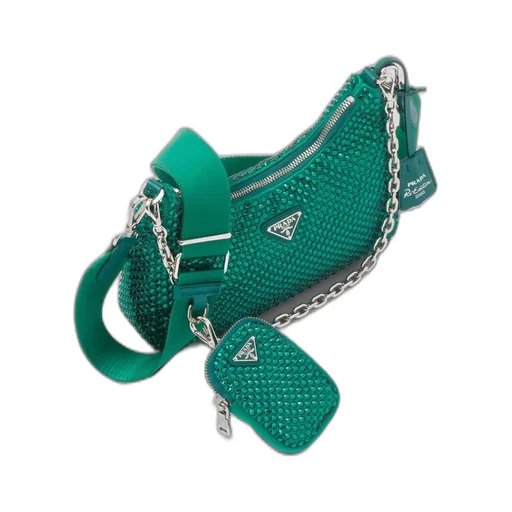 Prada Re-Edition 2005 satin bag with crystals