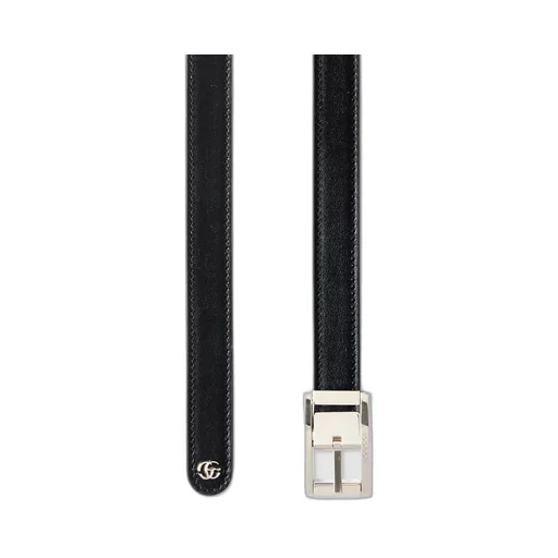 Reversible thin belt with rectangular buckle