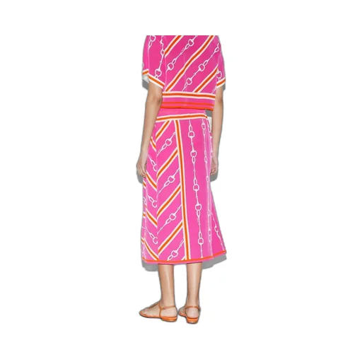 Gucci Horsebit stripe print silk skirt