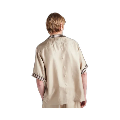 Short-sleeved silk twill shirt