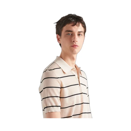 Silk and cotton knit polo shirt
