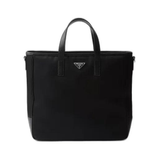 Re-Nylon and Saffiano leather tote bag