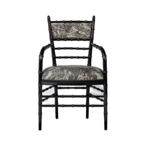 Chiavari Toile de Jouy print chair with arm rest