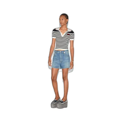 Regular denim shorts with Horsebit