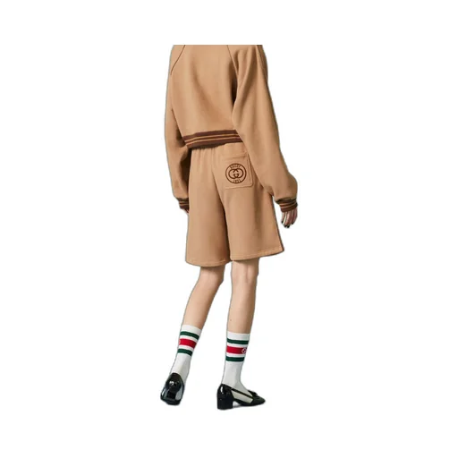 Cotton jersey shorts with embroidery