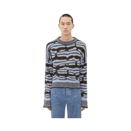 Distorted Stripe Cotton Jumper