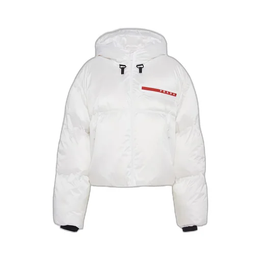 Cropped technical Re-Nylon down jacket