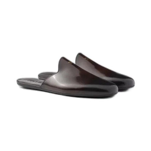 Brushed leather slippers