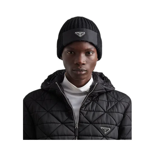 Re-Nylon gabardine and wool cap