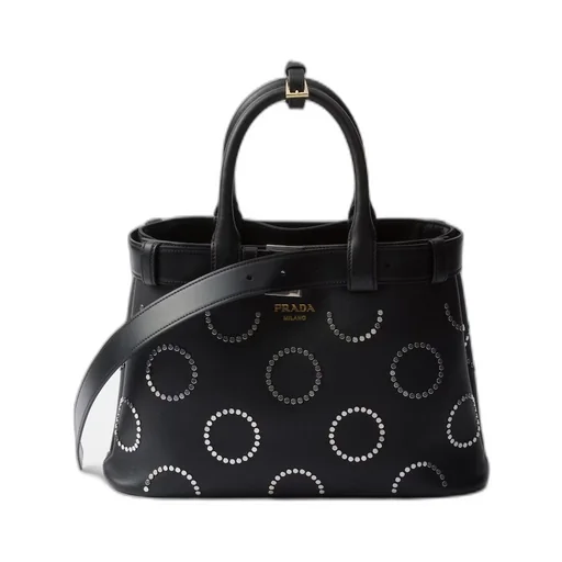 Prada Buckle medium leather bag with appliqués