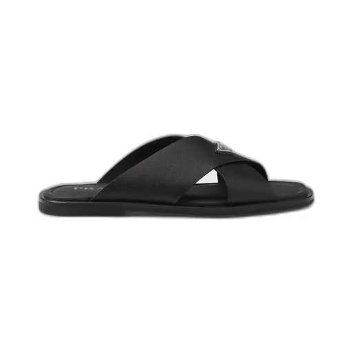 Crisscross Saffiano leather sandals