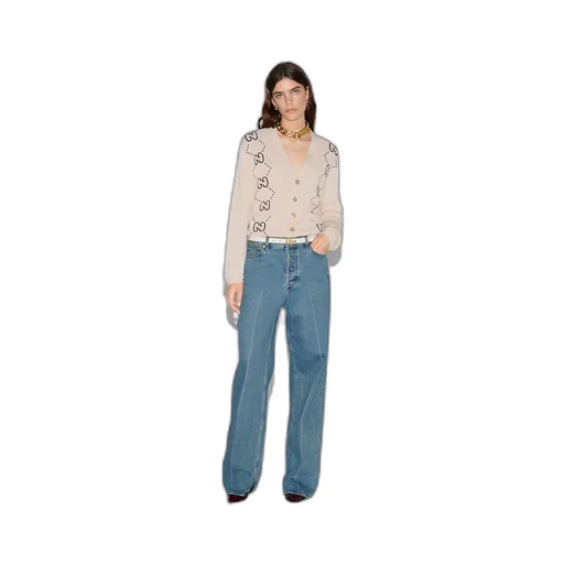 Cotton cardigan with GG intarsia