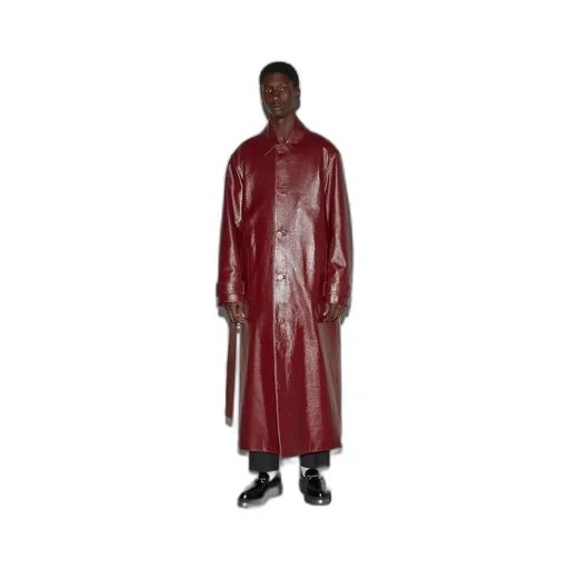 Shiny leather trench coat