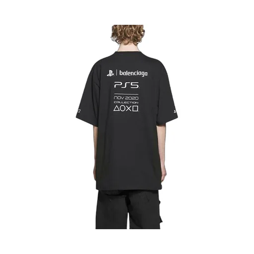 x PlayStation Crossover Ps5 Alphabet Geometry Pattern Printing T-Shirt