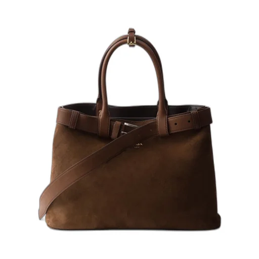 Large Prada Buckle suede bag with belt
