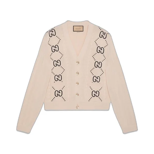 Cotton cardigan with GG intarsia