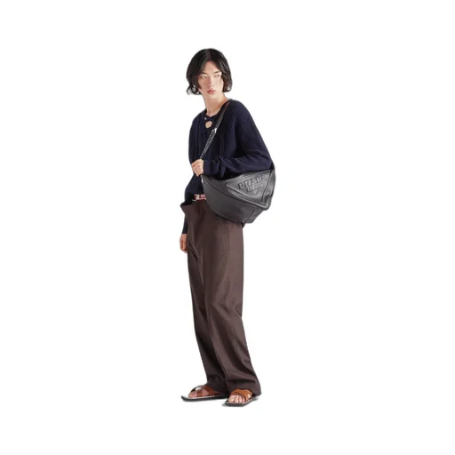 Large leather Prada Triangle bag