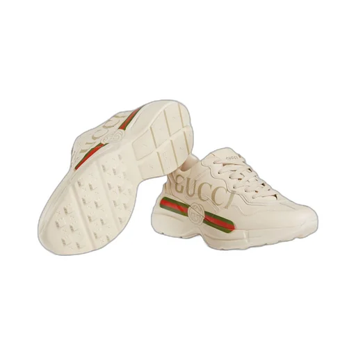Women's Rhyton Gucci logo leather trainer