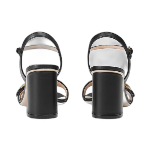 Leather mid-heel sandal
