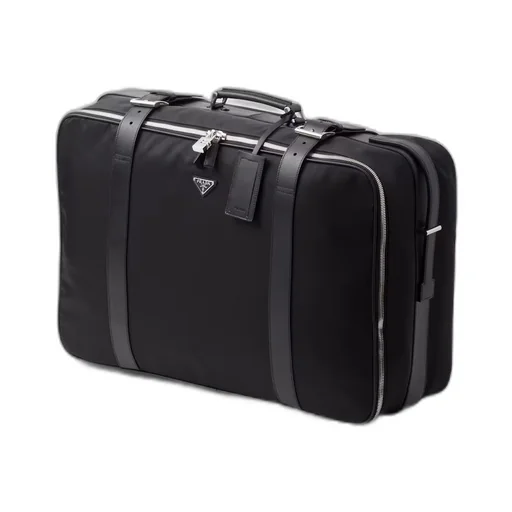Re-Nylon and Saffiano leather suitcase