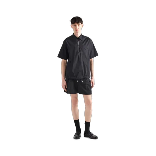 Short-sleeve stretch cotton shirt