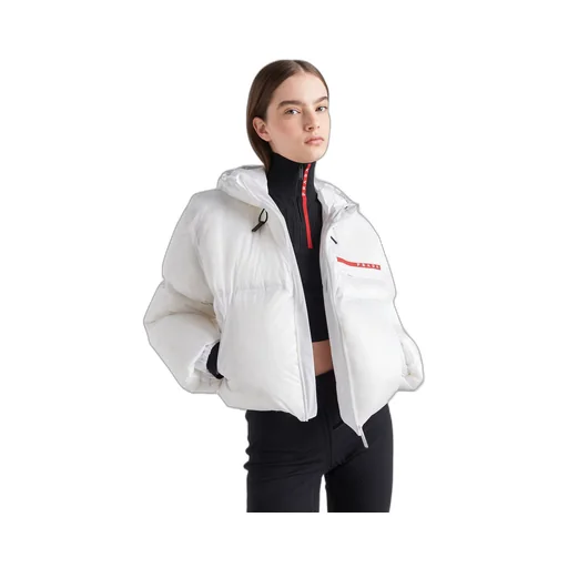 Cropped technical Re-Nylon down jacket