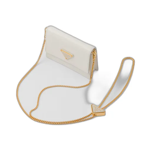 Saffiano leather card holder with shoulder strap
