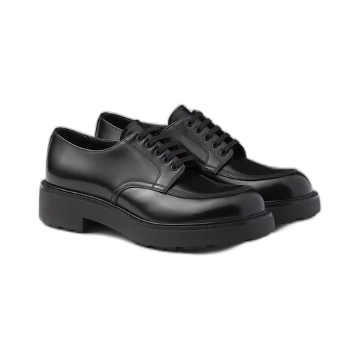 Brushed leather derby shoes