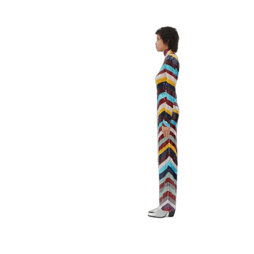 Striped Cotton Sequined Dress