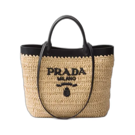 Small crochet and leather tote bag