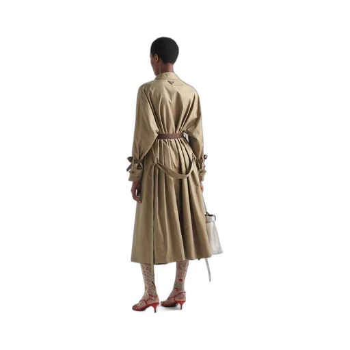 Single-breasted cotton twill trench coat