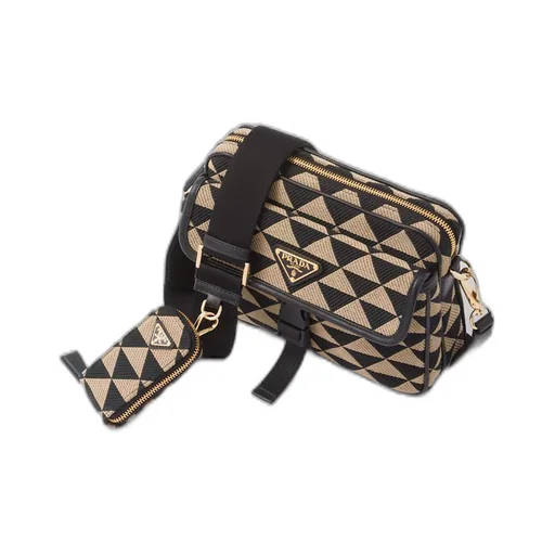 Prada Symbole embroidered fabric bag