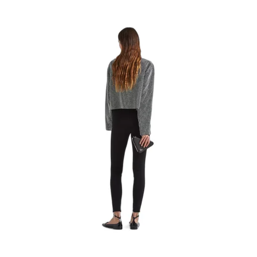 Single-breasted rhinestone encrusted mesh jacket