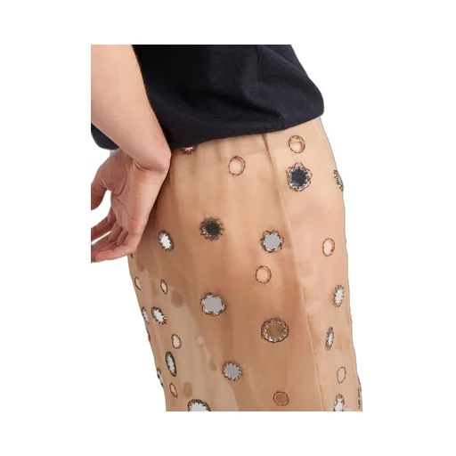 Mirror-embellished organza midi-skirt