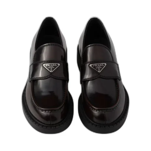 Chocolate brushed leather loafers