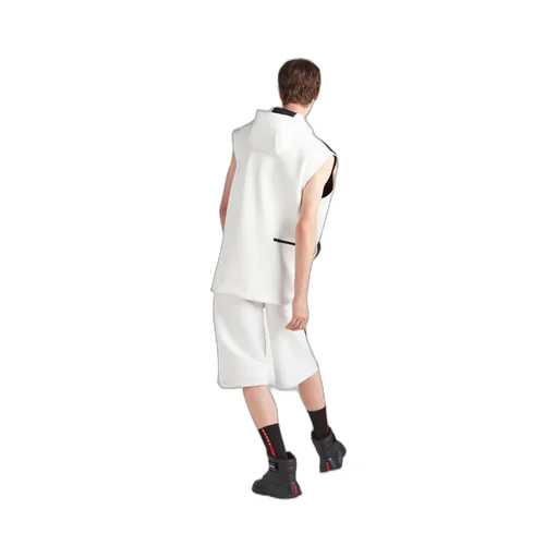 Recycled technical jersey hoodie with heat-sealed tape